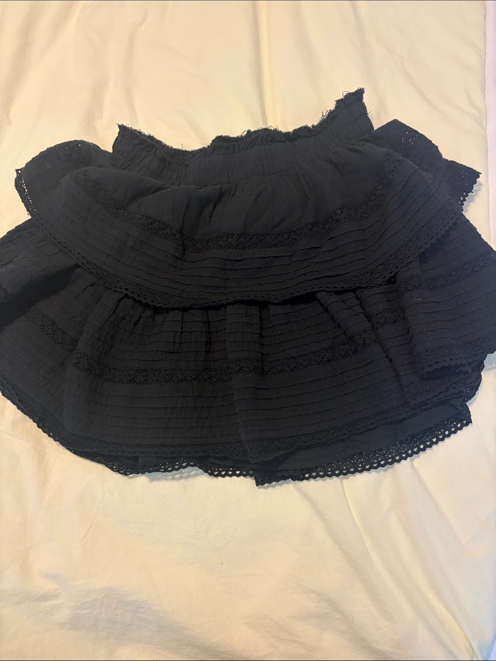aerie Black Tiered Ruffle Mini Skirt